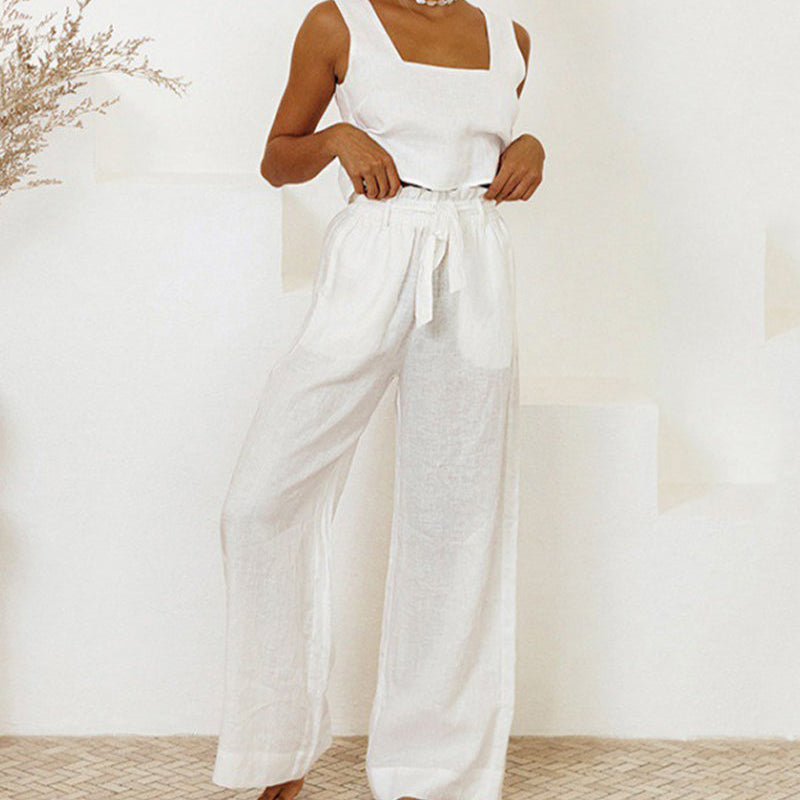 Evelyne | Luxe Minimalist Top & Wide-Leg Pants Set