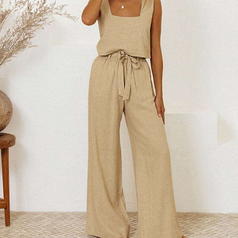 Evelyne | Luxe Minimalist Top & Wide-Leg Pants Set