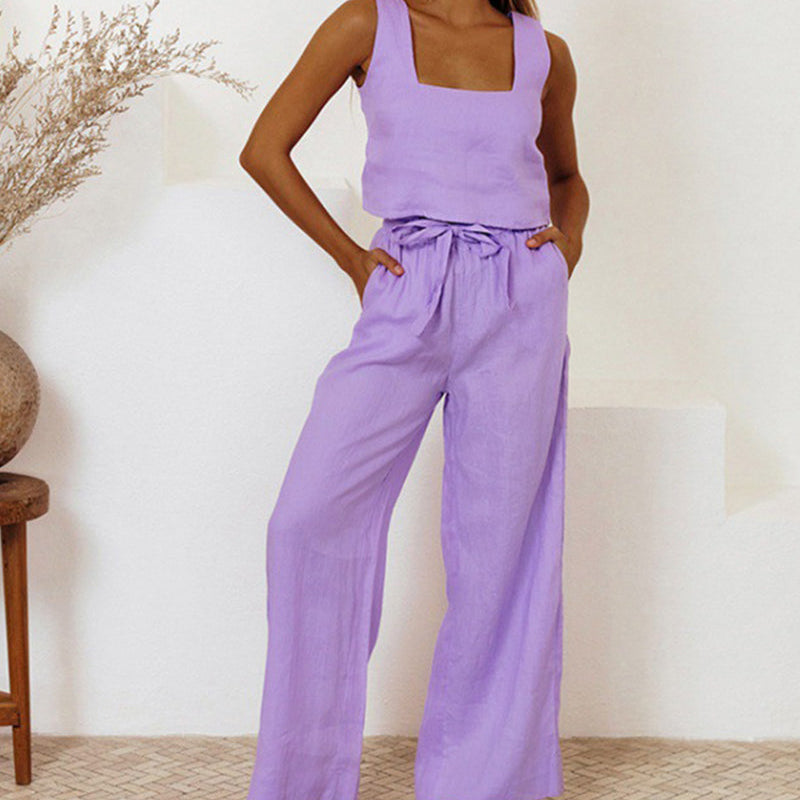 Evelyne | Luxe Minimalist Top & Wide-Leg Pants Set