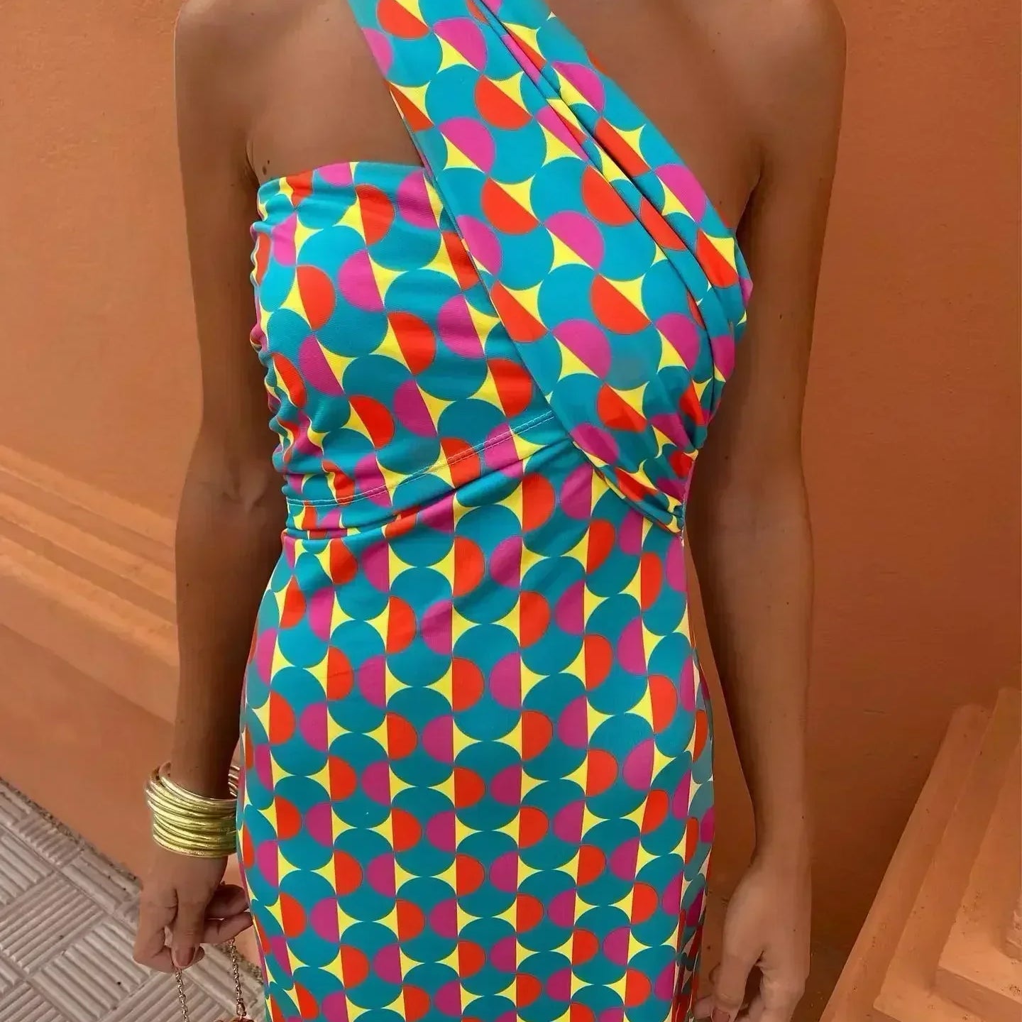 KAELORIA – OCEANFALL OFF-SHOULDER MIDI DRESS