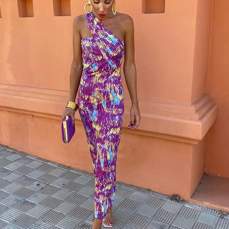 KAELORIA – OCEANFALL OFF-SHOULDER MIDI DRESS