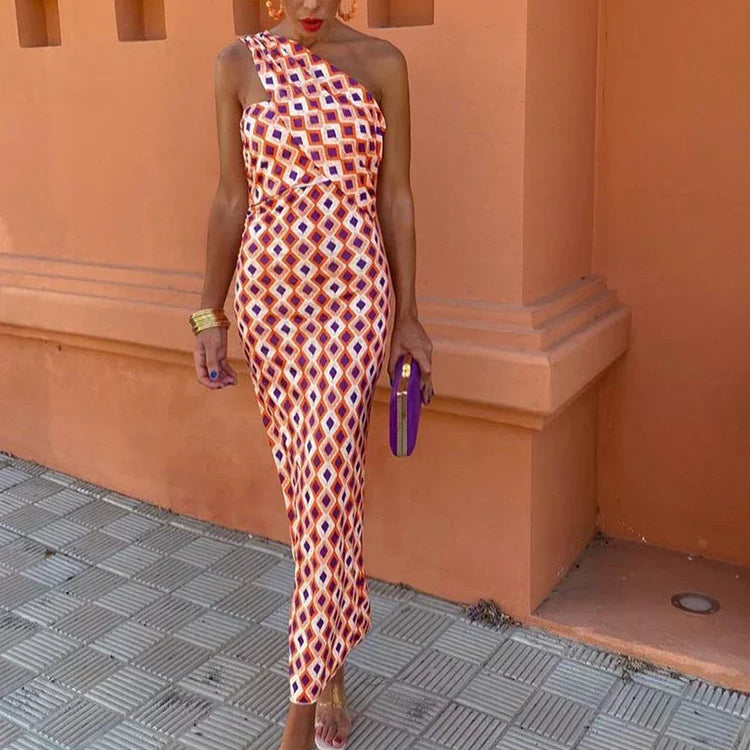 KAELORIA – OCEANFALL OFF-SHOULDER MIDI DRESS