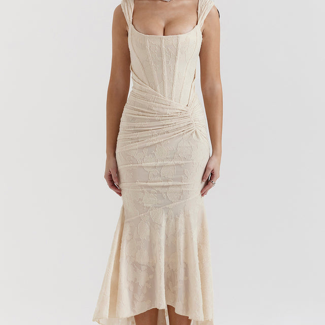 Boheme - Sleeveless Ruched Bodycon Evening Dress