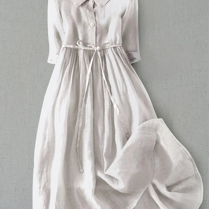 Lux - Elegant Half Sleeve Lace-Up Waist Dress