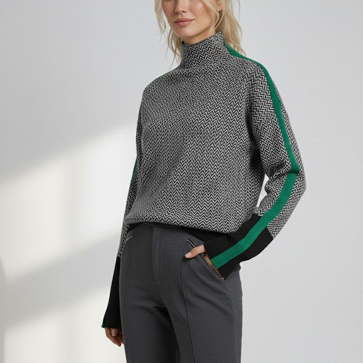 Elara | Turtleneck with Contrasting Stripes