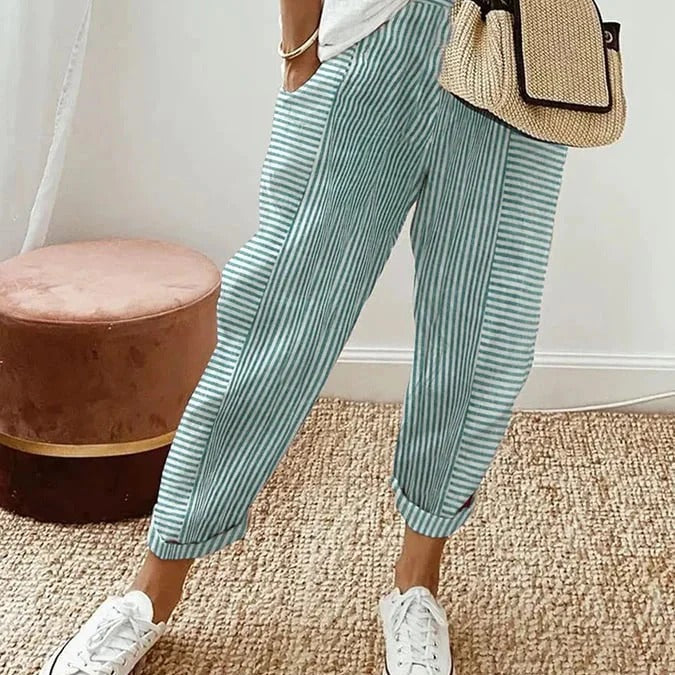 Celia | Classic Striped Cotton Trousers