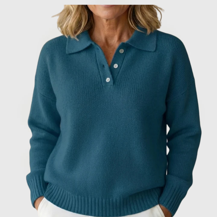 Madeline | Button-Collar Knit Pullover