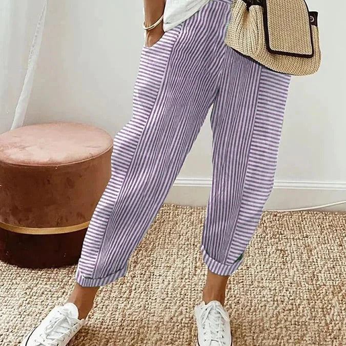 Celia | Classic Striped Cotton Trousers